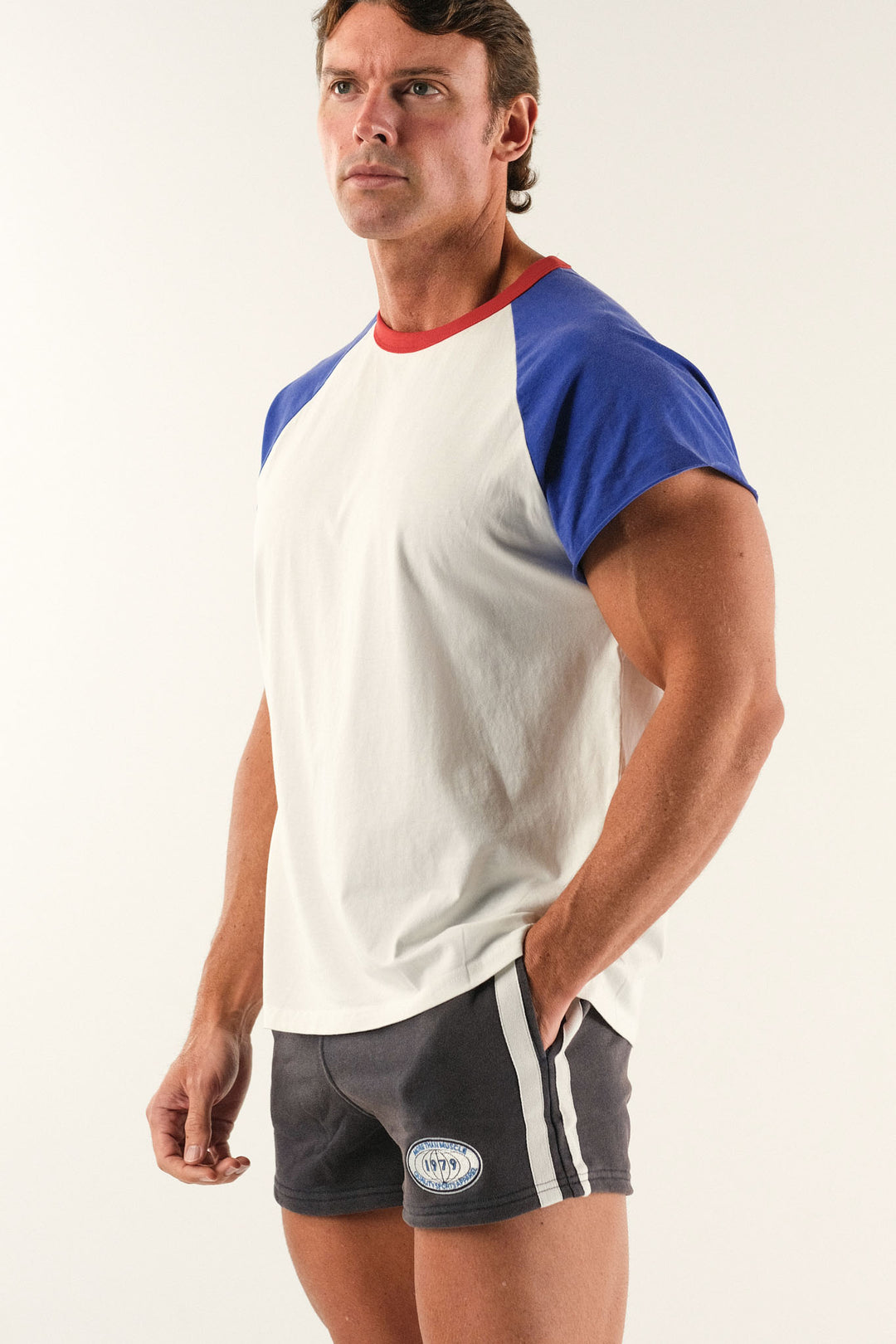 Vintage Raglan Tee - Blue Red