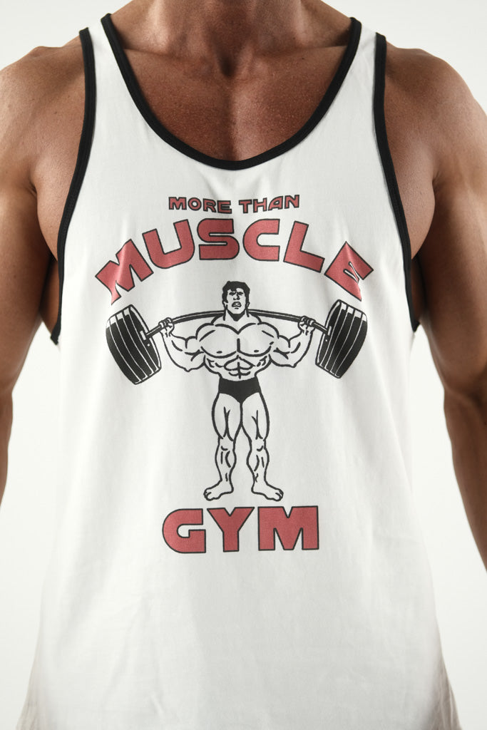 Muscle Gym Ringer Tank Top - Black White