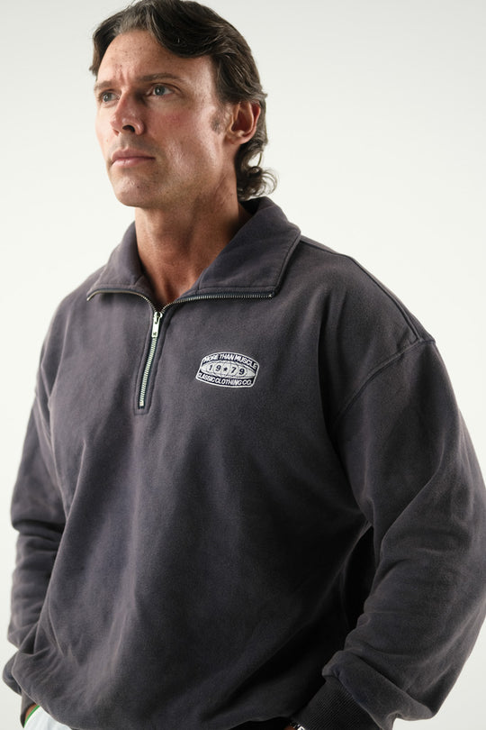 Quarter Zip Sweater - Washed Navy