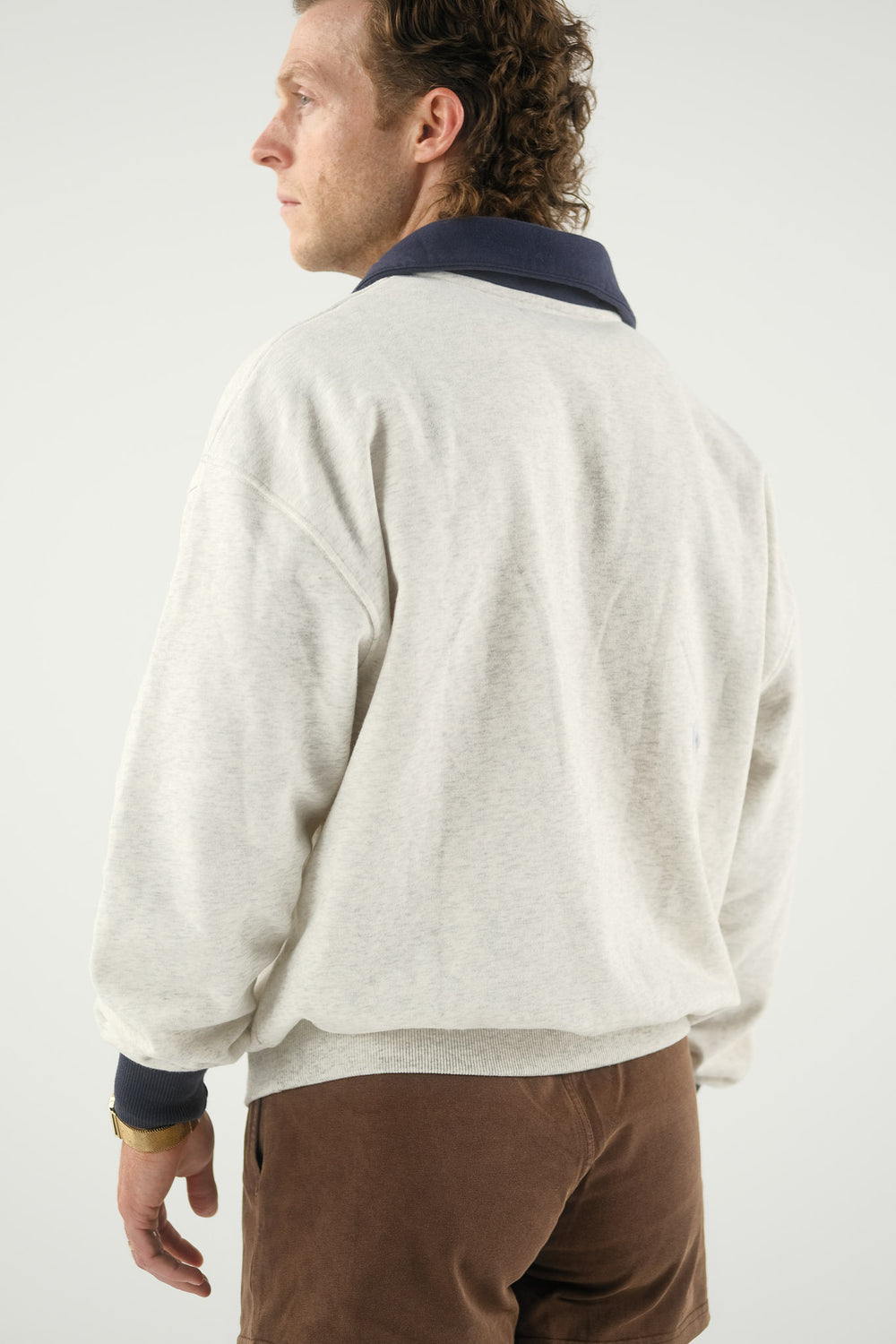 Quarter Zip Sweater - Grey Navy