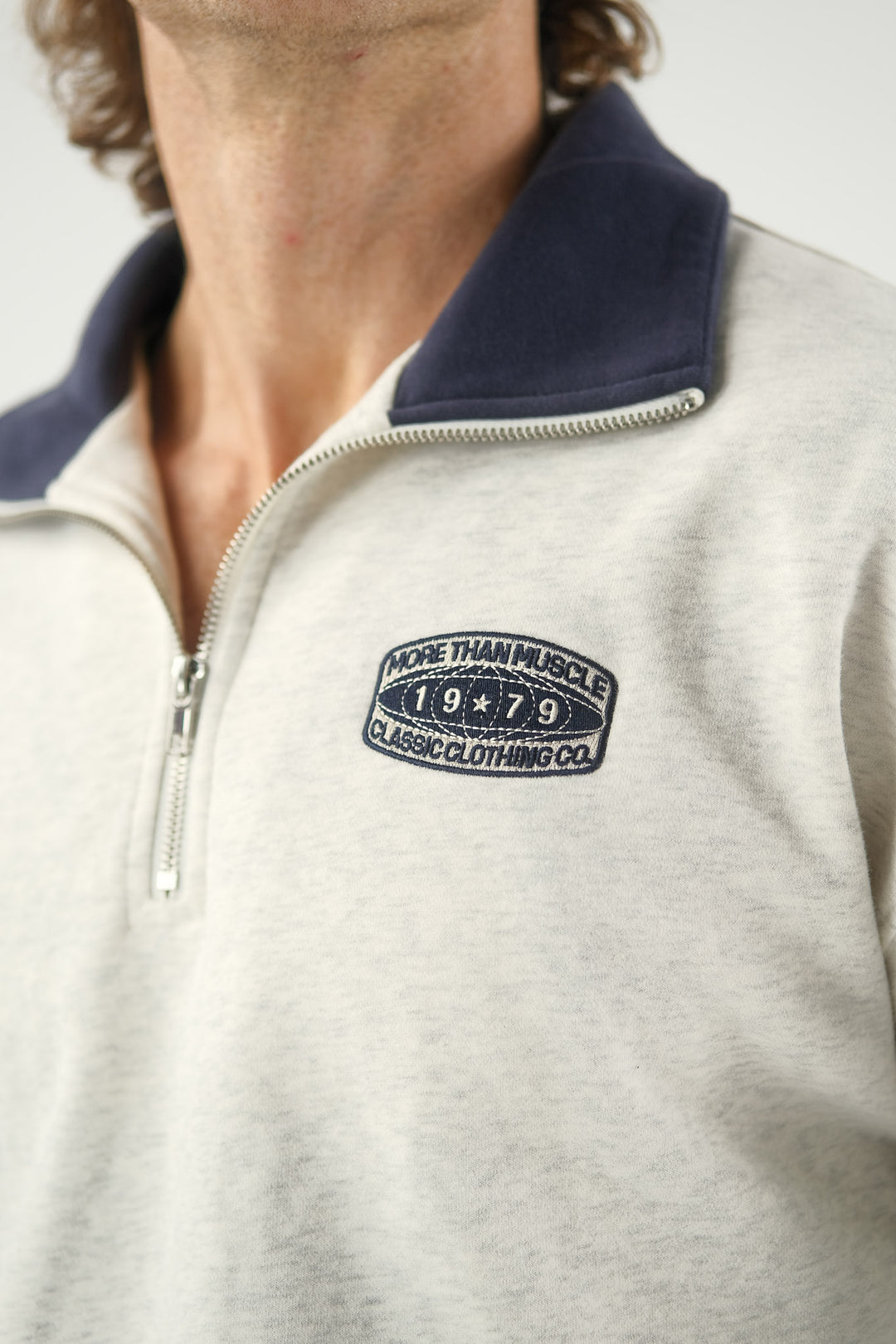 Quarter Zip Sweater - Grey Navy