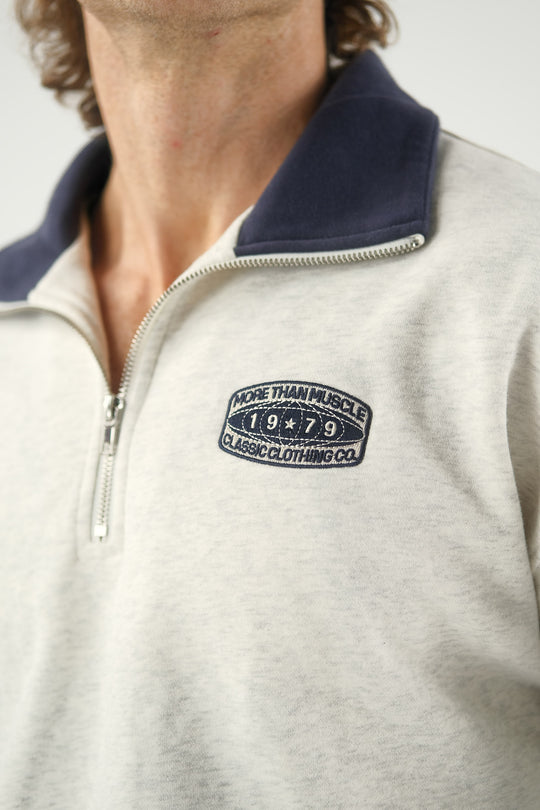 Quarter Zip Sweater - Grey Navy
