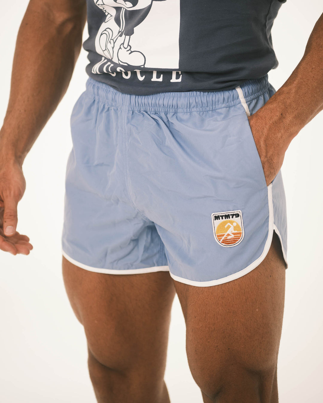 70's Ringer Shorts - Blue