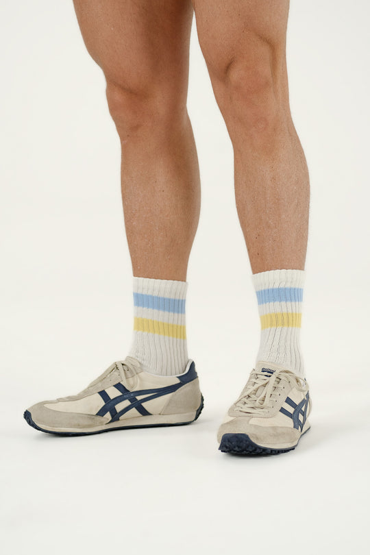 Striped Sports Socks - Blue & Yellow