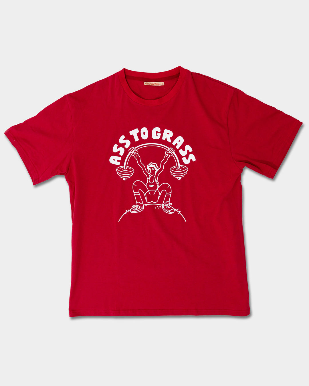 Loose Fit Squat Print T-Shirt - Red
