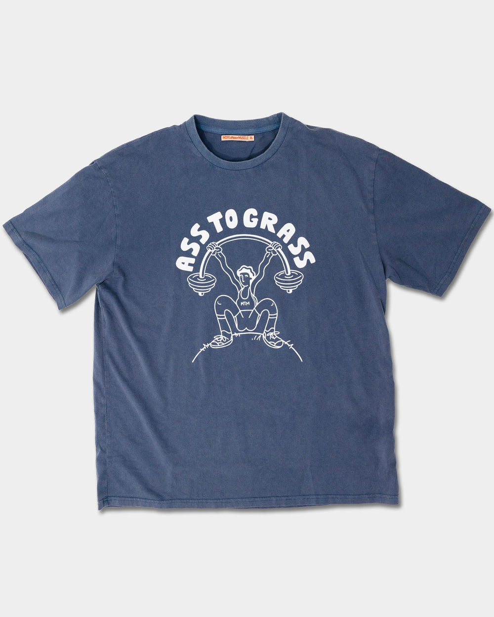 Squat Print T-Shirt - Washed Navy